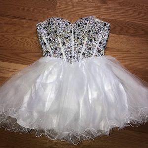 Alyce Paris B’Dazzle Short White Homecoming Dress